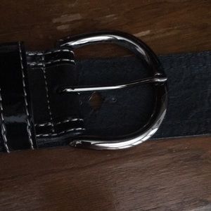 Women’s black leather and suede belt